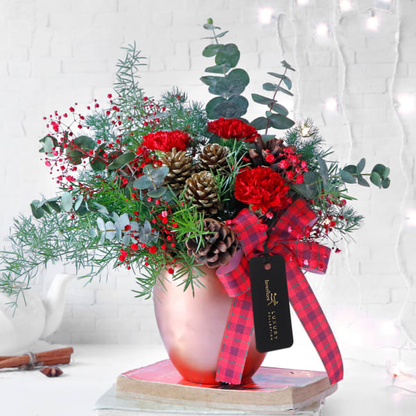 Blooming Christmas in Rose Gold Vase