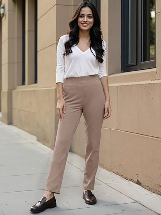 Women's Straight Fit Mid Rise Pants