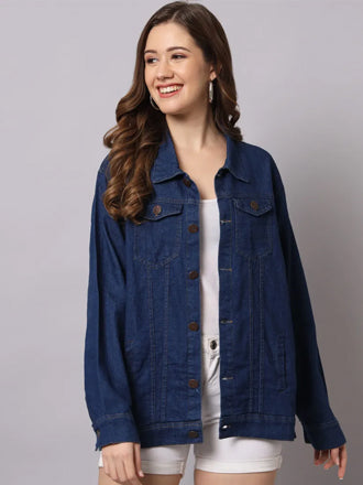 FUNDAY FASHION Women Solid Denim Jacket