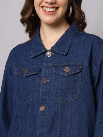FUNDAY FASHION Women Solid Denim Jacket